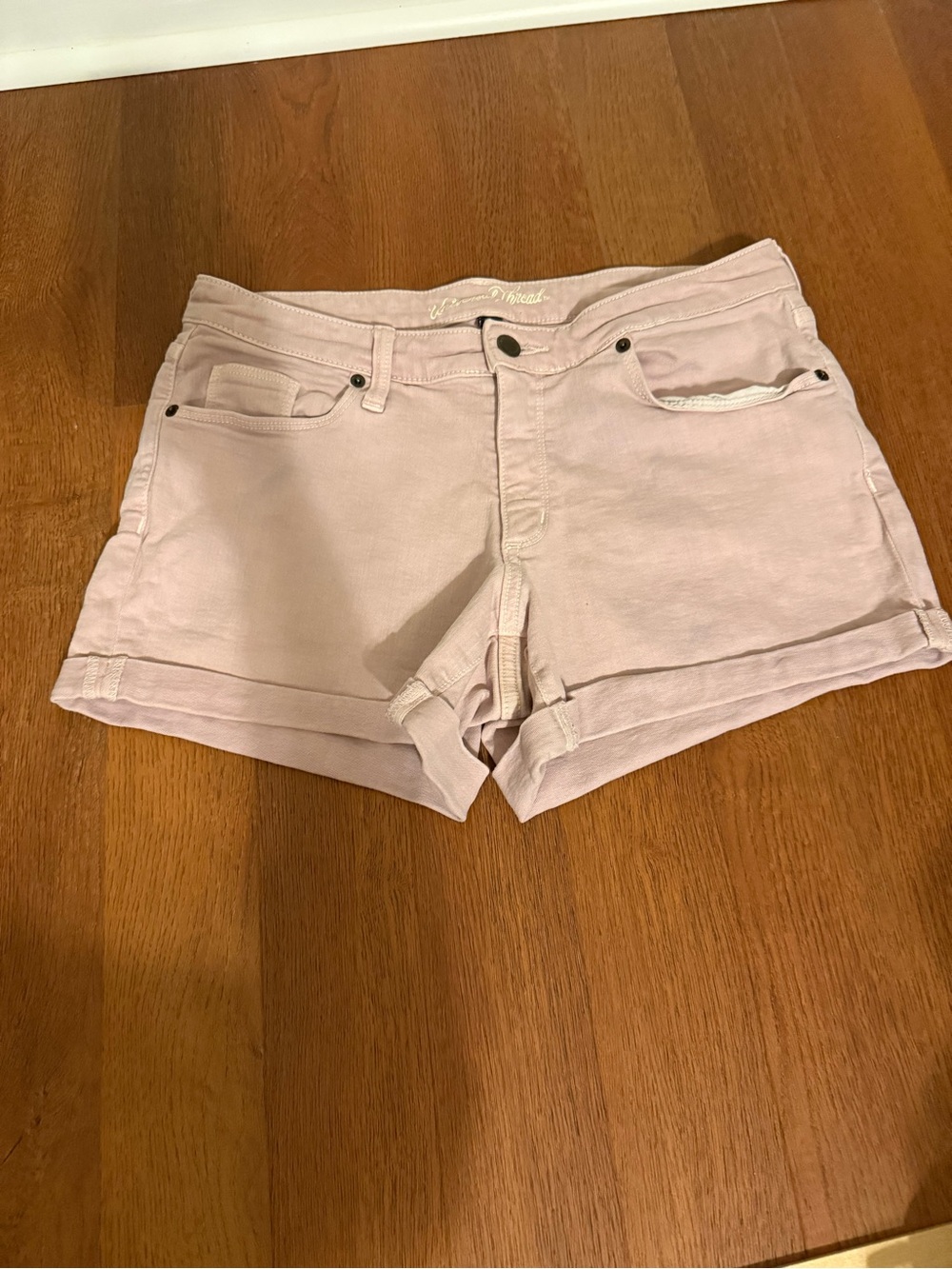 Universal Thread Blush Pink Denim Shorts Size 8 Stretch Cuffed Hem